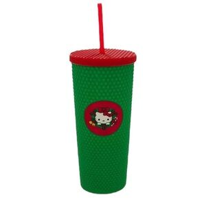 Hello Kitty Christmas Studded Spiked Tumbler Cup with Lid and Straw - NWT